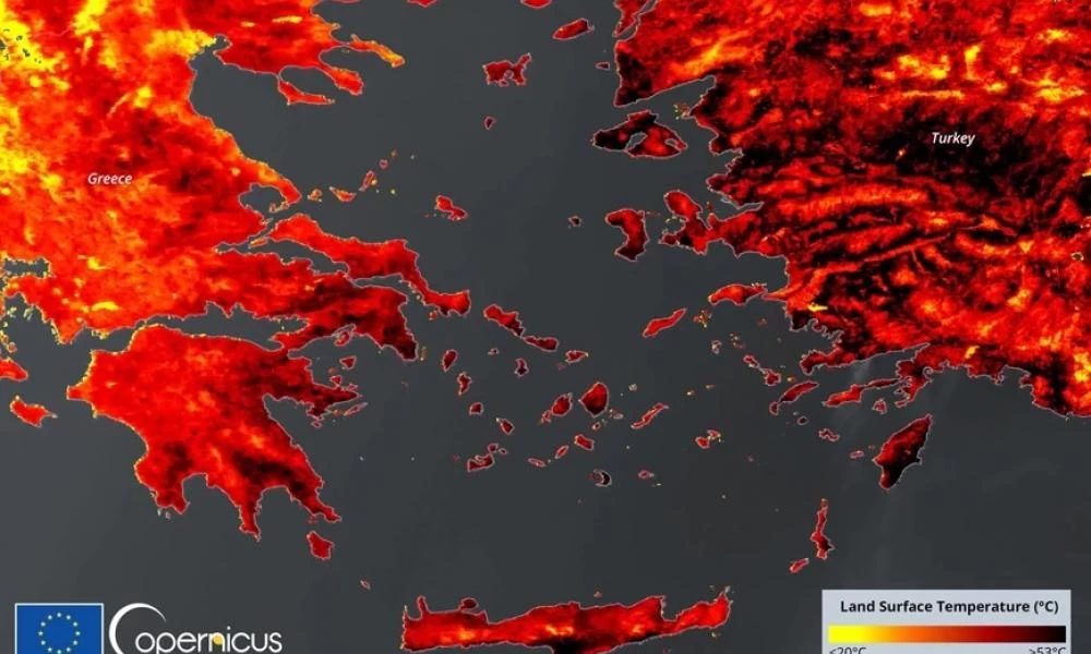 Καιρός: 53 βαθμοί - Η δορυφορική εικόνα που δείχνει τη θερμοκρασία